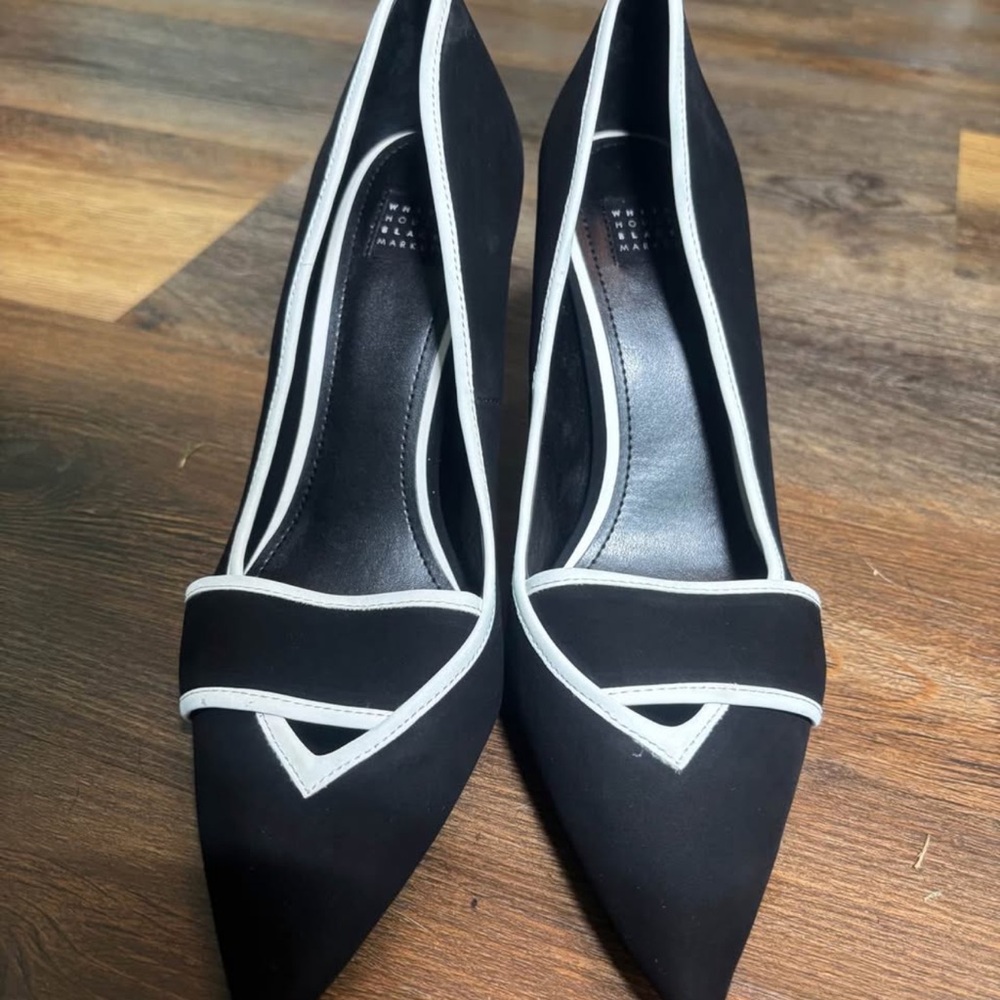 White House Black Market Black and White Heels
